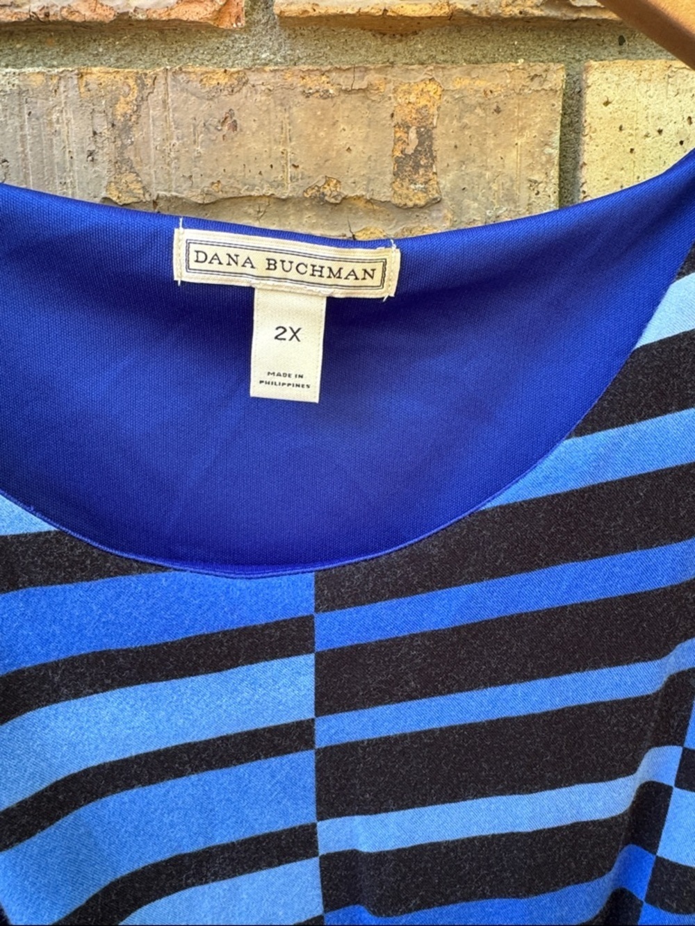 Dana Buchman Blue & Black Striped Knot-Front Midi Dress - Picture 2 of 3